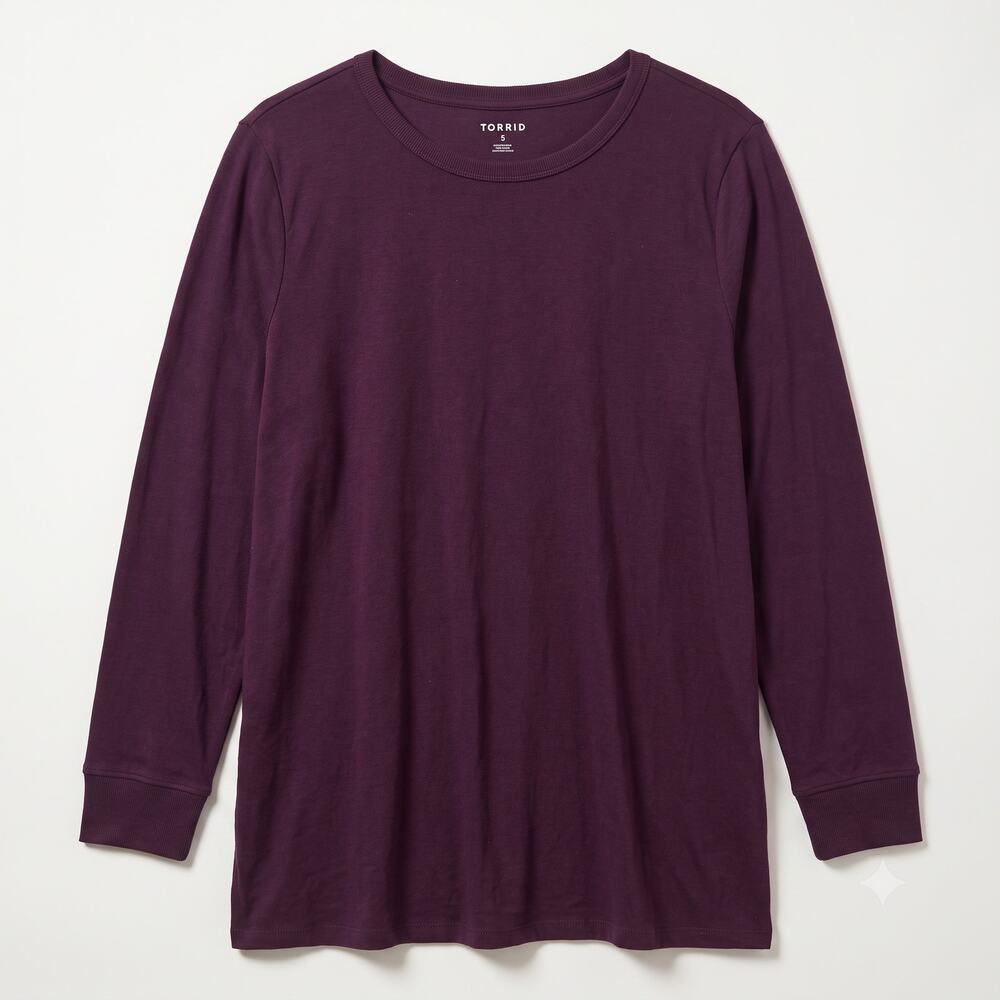 Torrid Womens 5X Minimalist Casual Staple Crew Neck Classic Fit Long Sleeve Tee